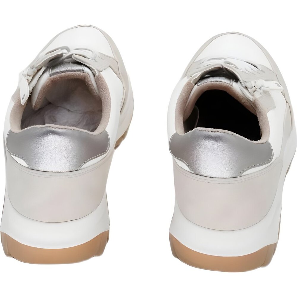Naturalizer White and Beige Lace-Up Athletic Sneakers with Gum Outsole - Picture 3 of 6